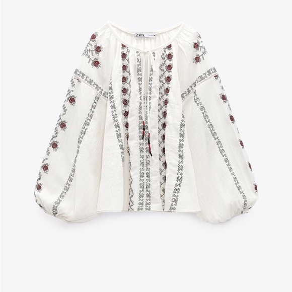 Zara embroidered voluminous blouse - Picture 7 of 9